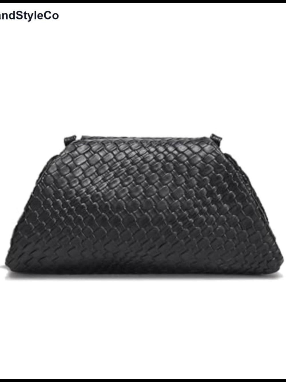 Vegan Leather Evening Clutch Woven Crossbody Bag Detachable Strap